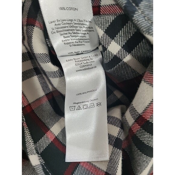 EDDIE BAUER Relaxed Fit Gray/Red Plaid Button Down Flannel Shirt Men's Size TL - Picture 12 of 14